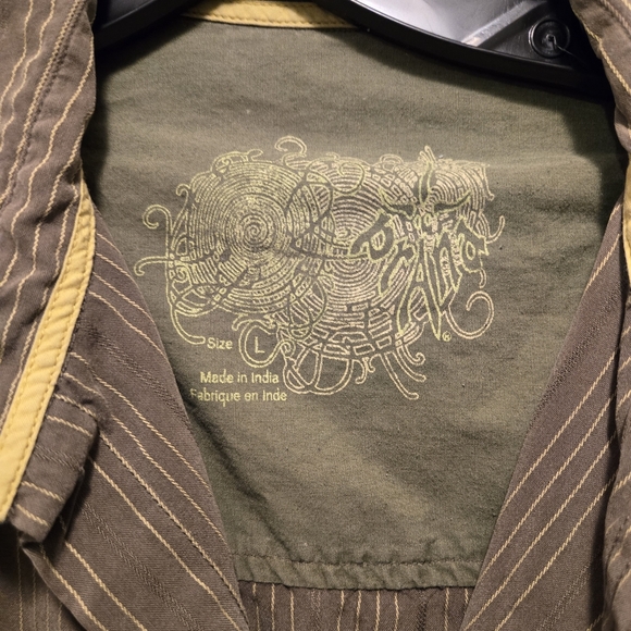 Prana Mens button-up olive green shirt sz L - Picture 4 of 6